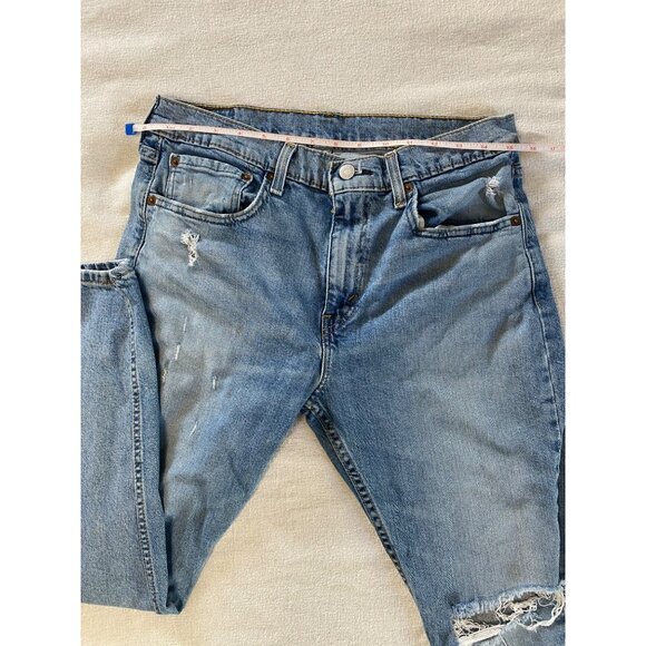 Levi's 512 Slim Taper Jeans Medium Wash Blue Denim Distressed Men's Size 32x29 - Picture 5 of 13